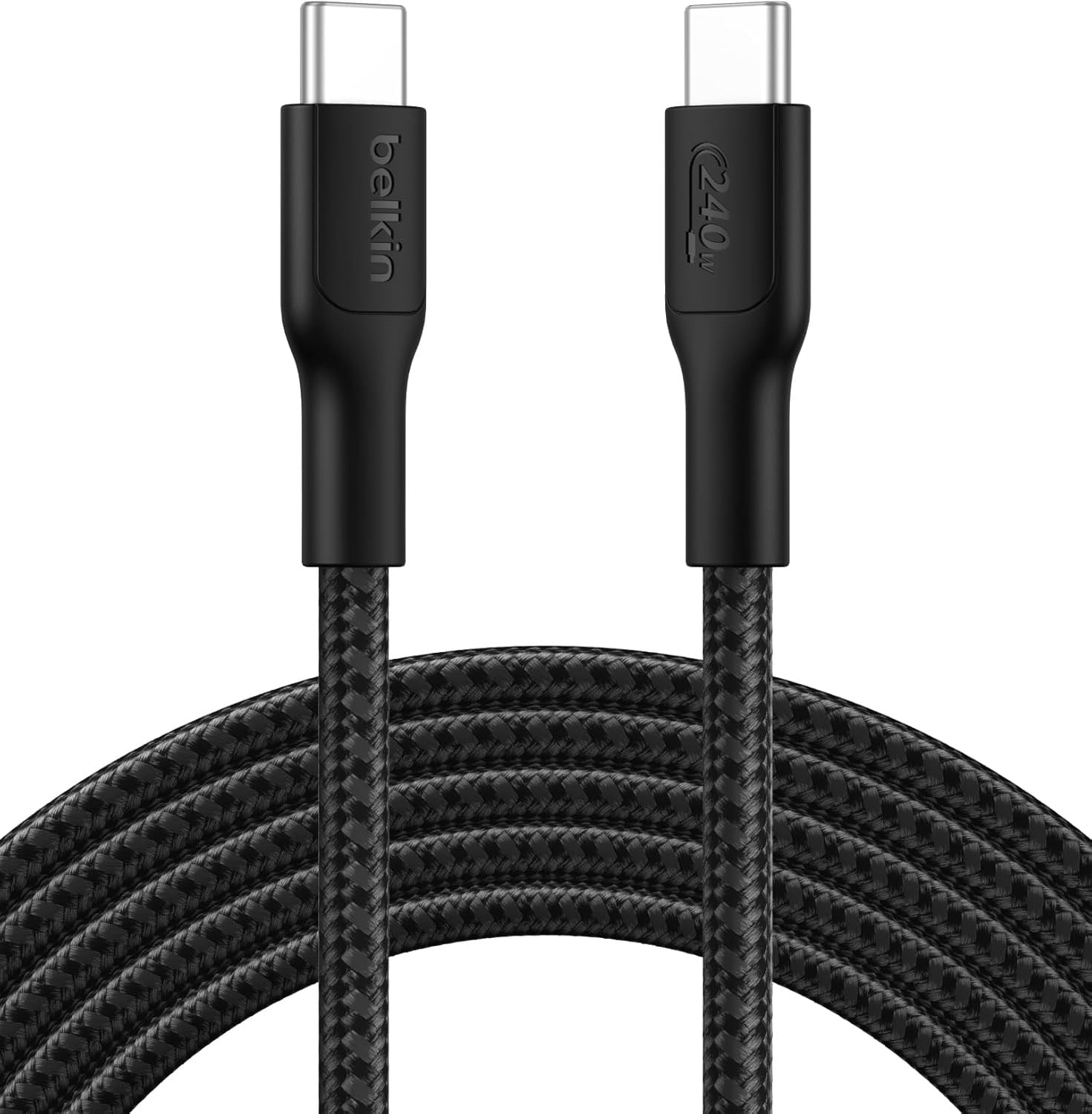 Belkin Eco Örgülü USB-C - USB-C 3 m, 240 W Tip-C Şarj Kablosu - Siyah