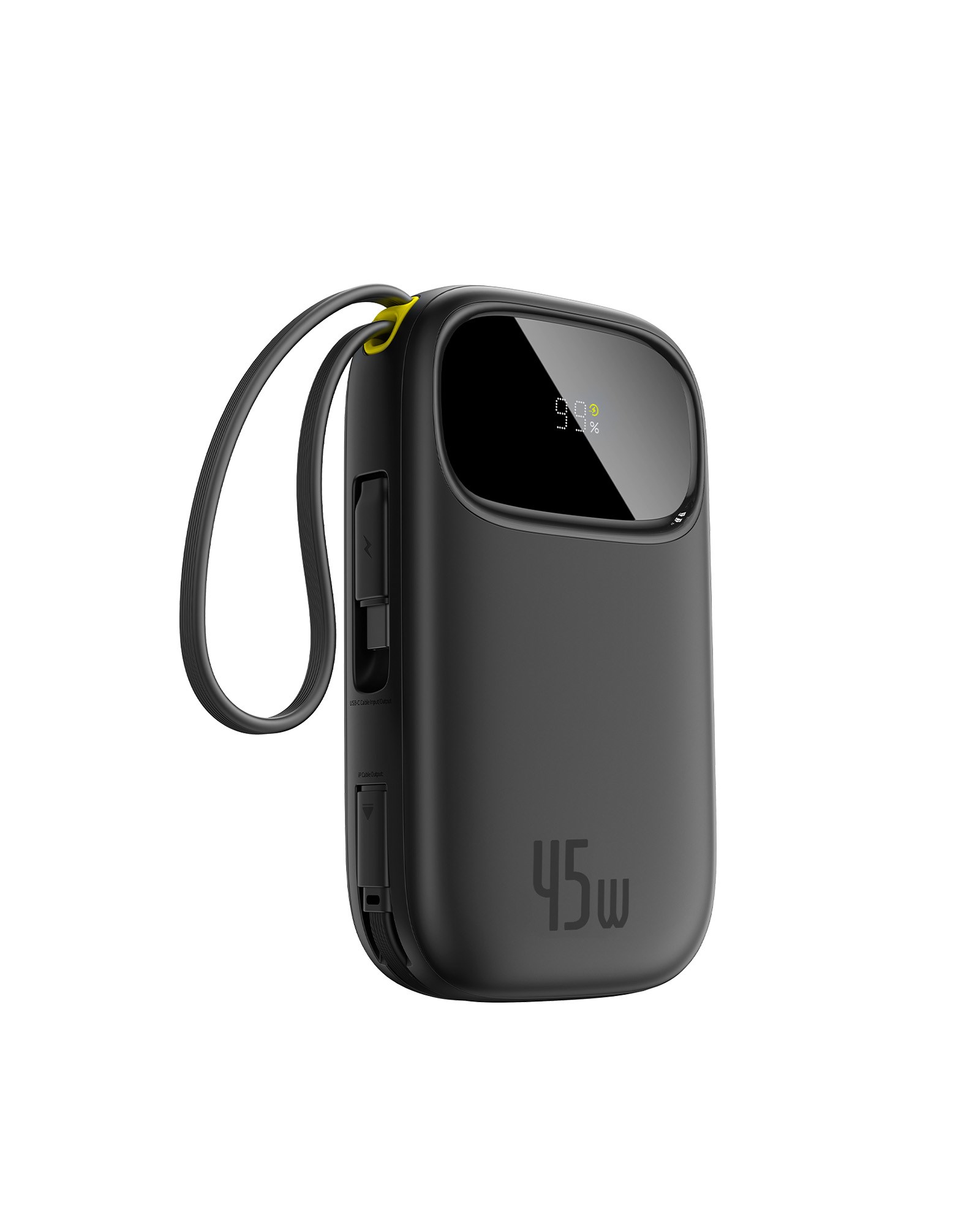 Baseus EnerFill FC31 Dijital Ekranlı Hızlı Şarj Powerbank Dahili Çift USB-C Kablo 10000mAh 45W - Siyah