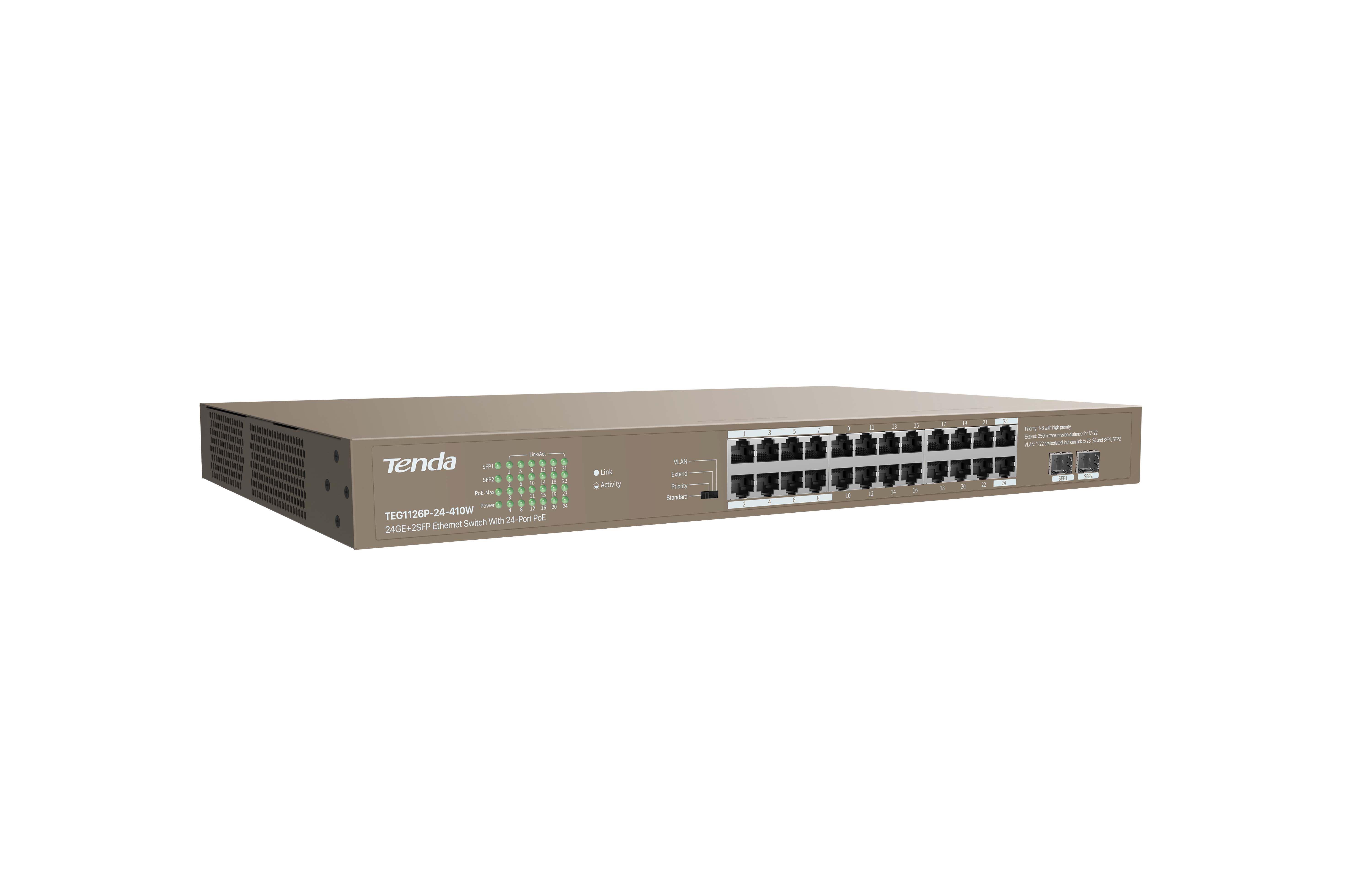 TEG1126P-24-410W 24GE+2SFP Ethernet Switch With 24-Port PoE