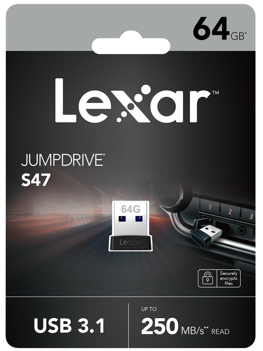 LEXAR 64GB LJDS47-64GABBK USB BELLEK JUMPDRIVE USB 3.1 S47 64GB BLACK PLASTIC HOUSING UP TO 250MB/S
