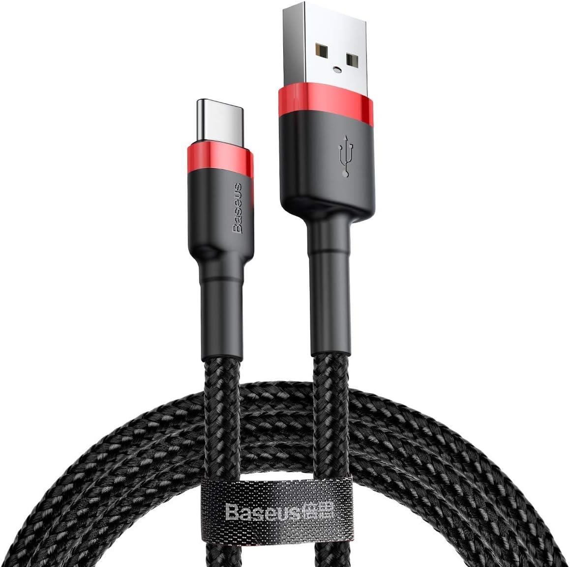 Baseus Cafule Hızlı Şarj USB Kablo Type-C 2A 2m Kırmızı+Siyah CATKLF-C91