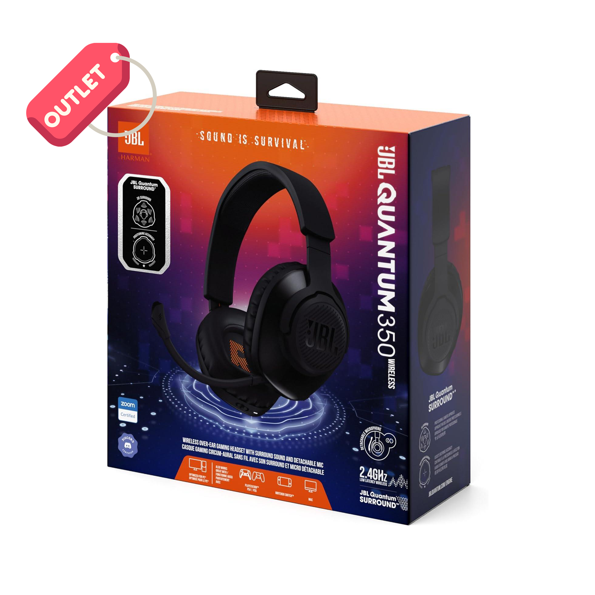 OUTLET JBL Quantum 350 Gaming Kulaklık Kablosuz Siyah 
