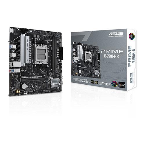 ASUS MB PRIME B650M-R AMD B650 AM5 DDR5 7200 HDMI 2x M2 USB3.2 AURA RGB 2.5Gbit LAN mATX 96GB’a kadar ram desteği ASUS 5X PROTECTION III