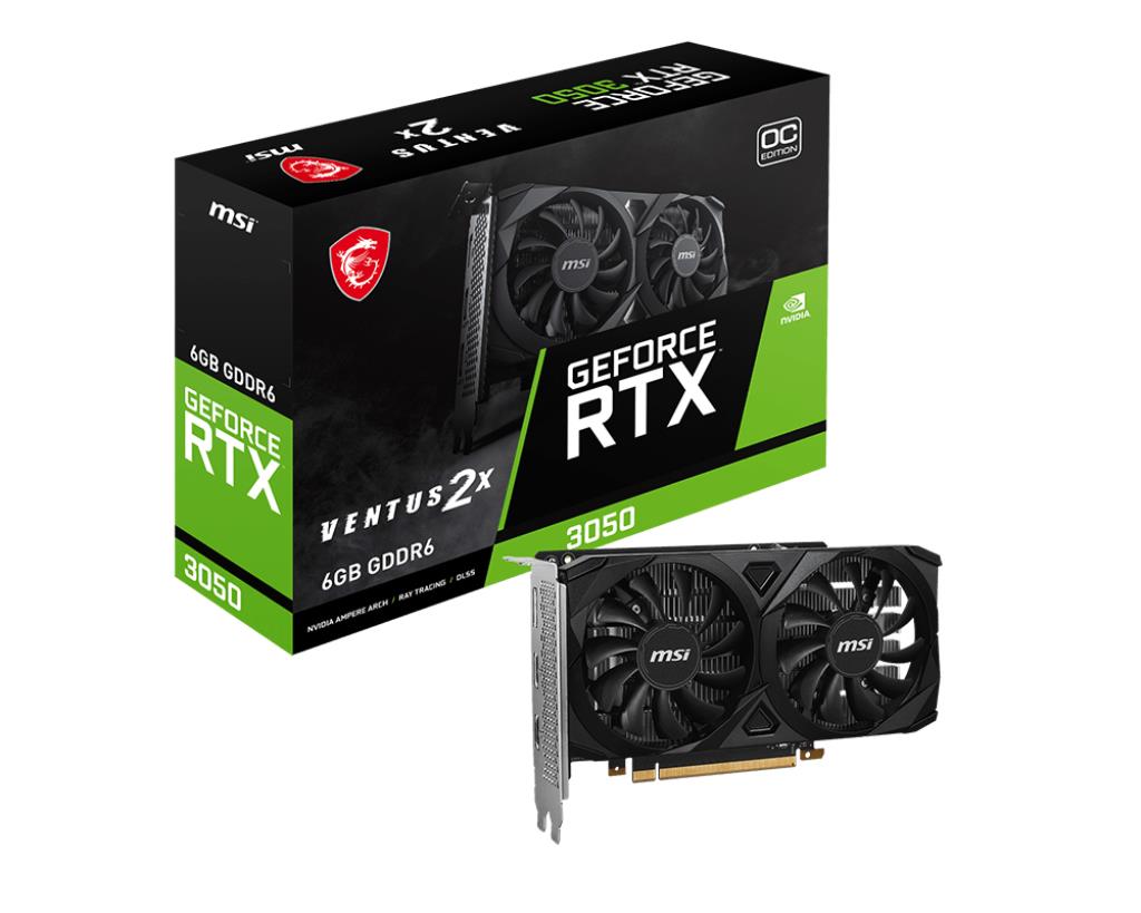 MSI VGA GEFORCE RTX 3050 VENTUS 2X 6G OC RTX3050 6GB GDDR6 96B DX12 PCIE 4.0 X8 (1XDP 2XHDMI)