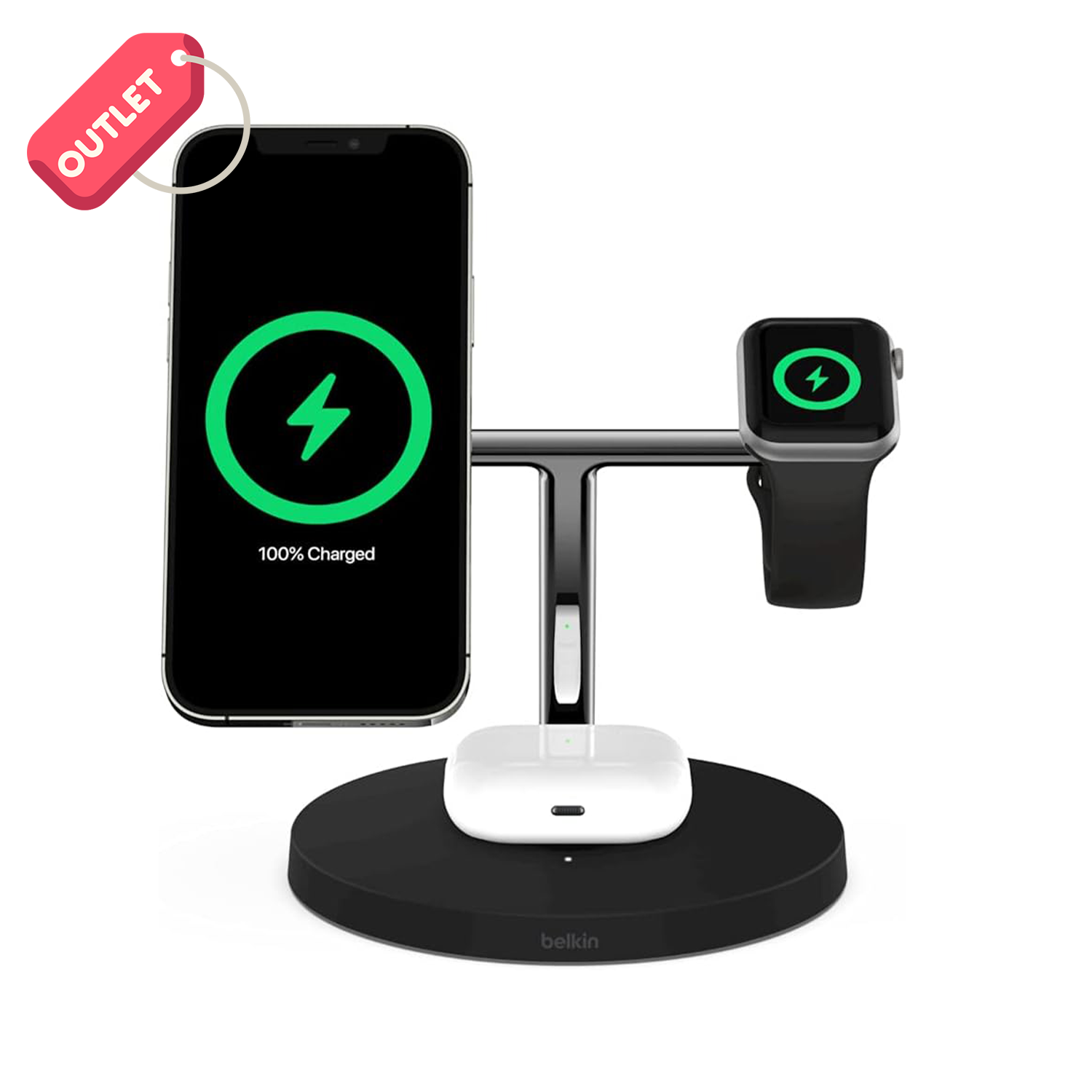 OUTLET Belkin Magsafe 3 in 1 Apple Ürünleri için Kablosuz Şarj Cihazı - Wız009VFBK 