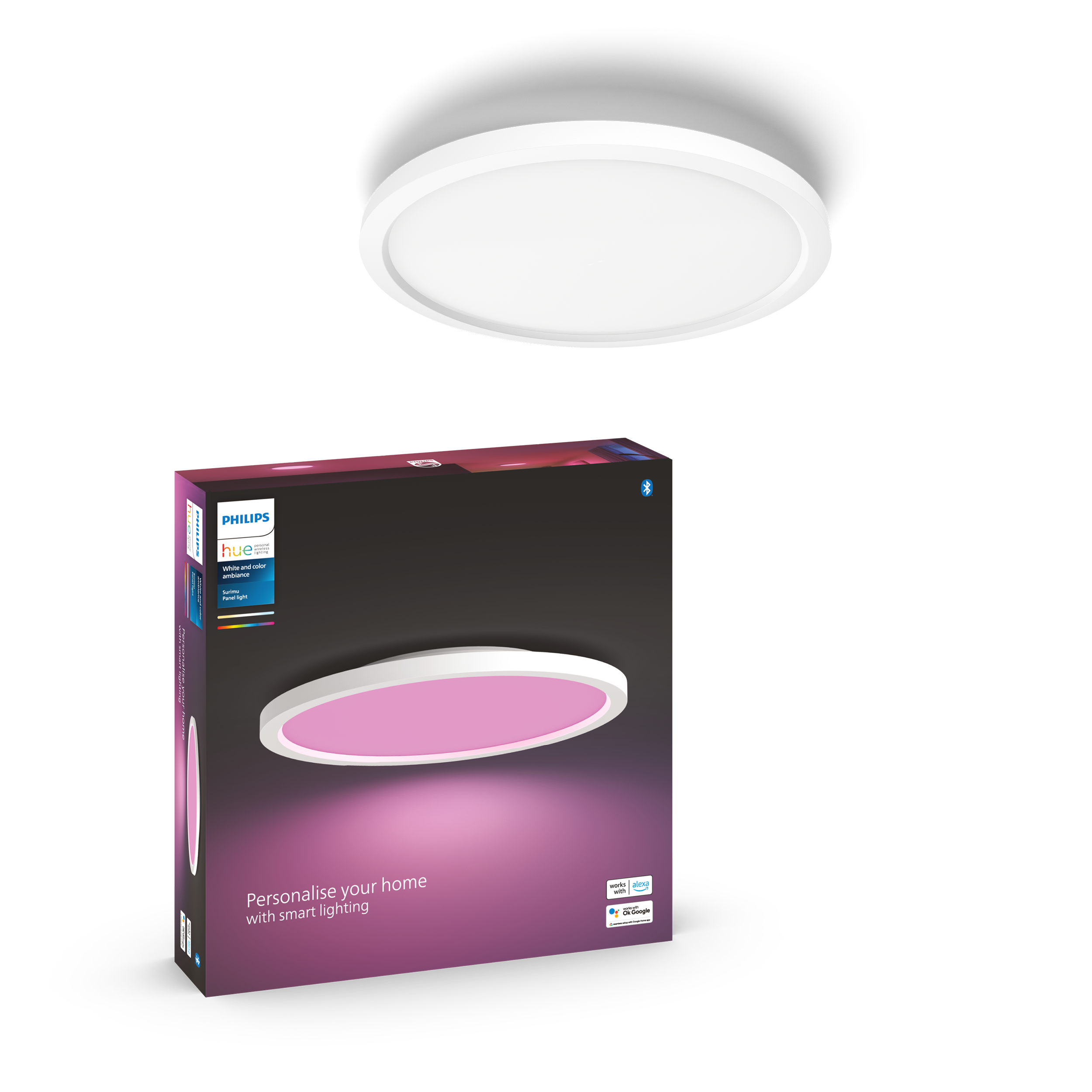 Philips Hue Surimu Beyaz Sıva Üstü RGB Akıllı LED Yuvarlak Panel Tavan Armatürü 40 cm çapında 2850 Lumen