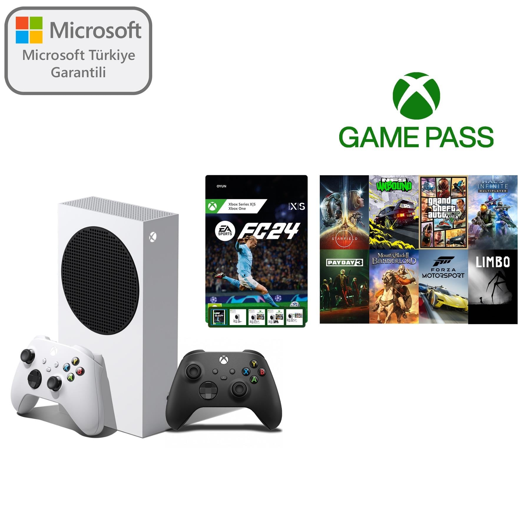 Microsoft XBOX Series S 512GB SSD Oyun Konsolu - EA FC24 + 1 Ad. Siyah Kol + 1Y Ultimate GP Hediye