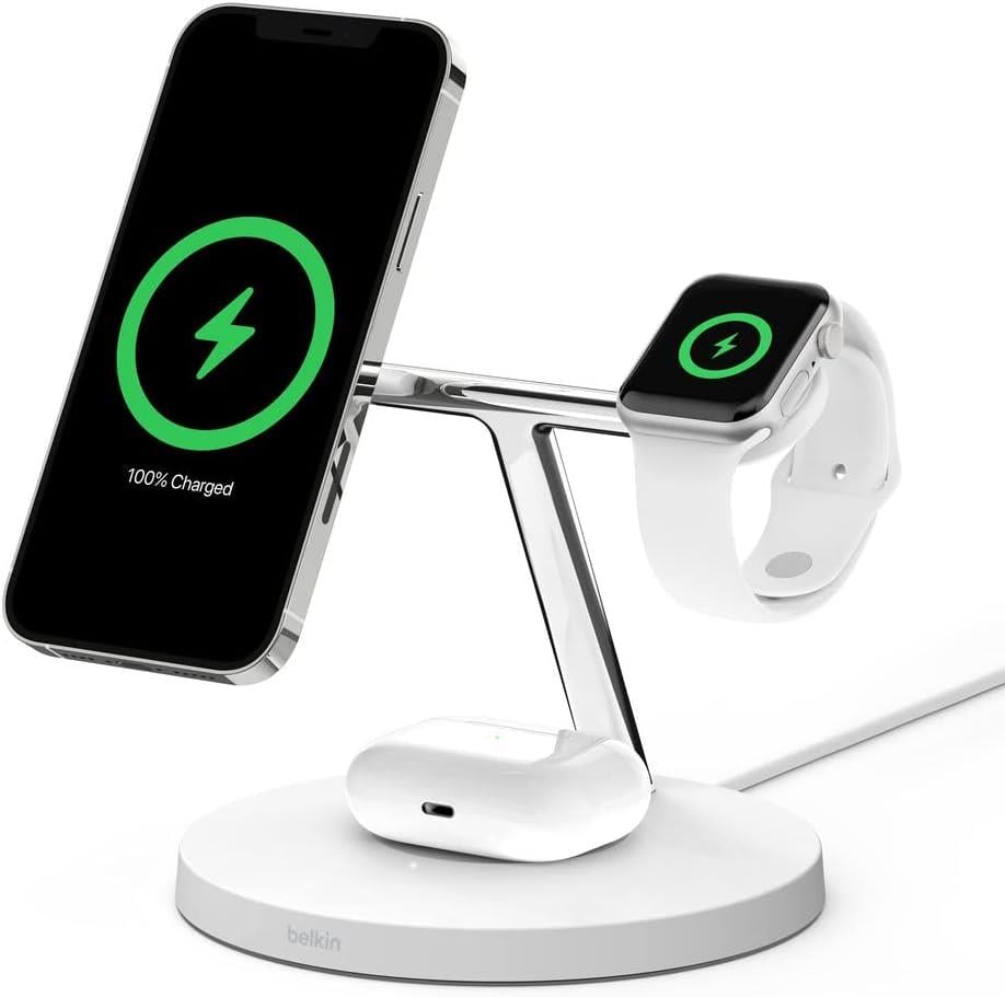 Belkin Magsafe 3 in 1 Apple Ürünleri için Kablosuz Şarj Cihazı WIZ009VFWH - Beyaz 