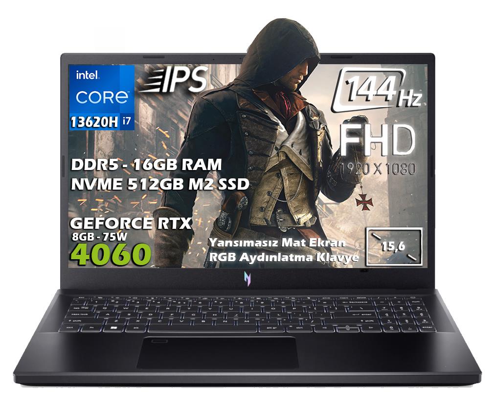 Acer Nitro V 15 ANV15-51 Intel Core i7 13620H 16GB 512GB SSD RTX4060 Freedos 15.6