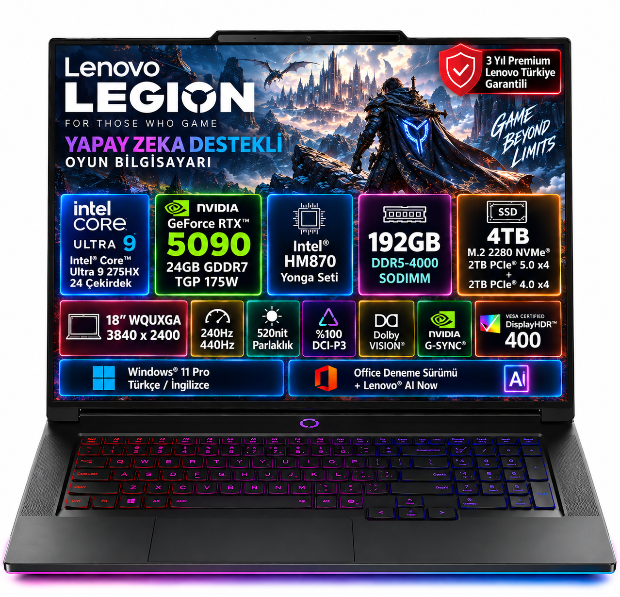 Lenovo Legion 9 18IAX10 Intel Core Ultra 9 275HX 192GB 4TB SSD RTX 5090 24GB (175W) 18