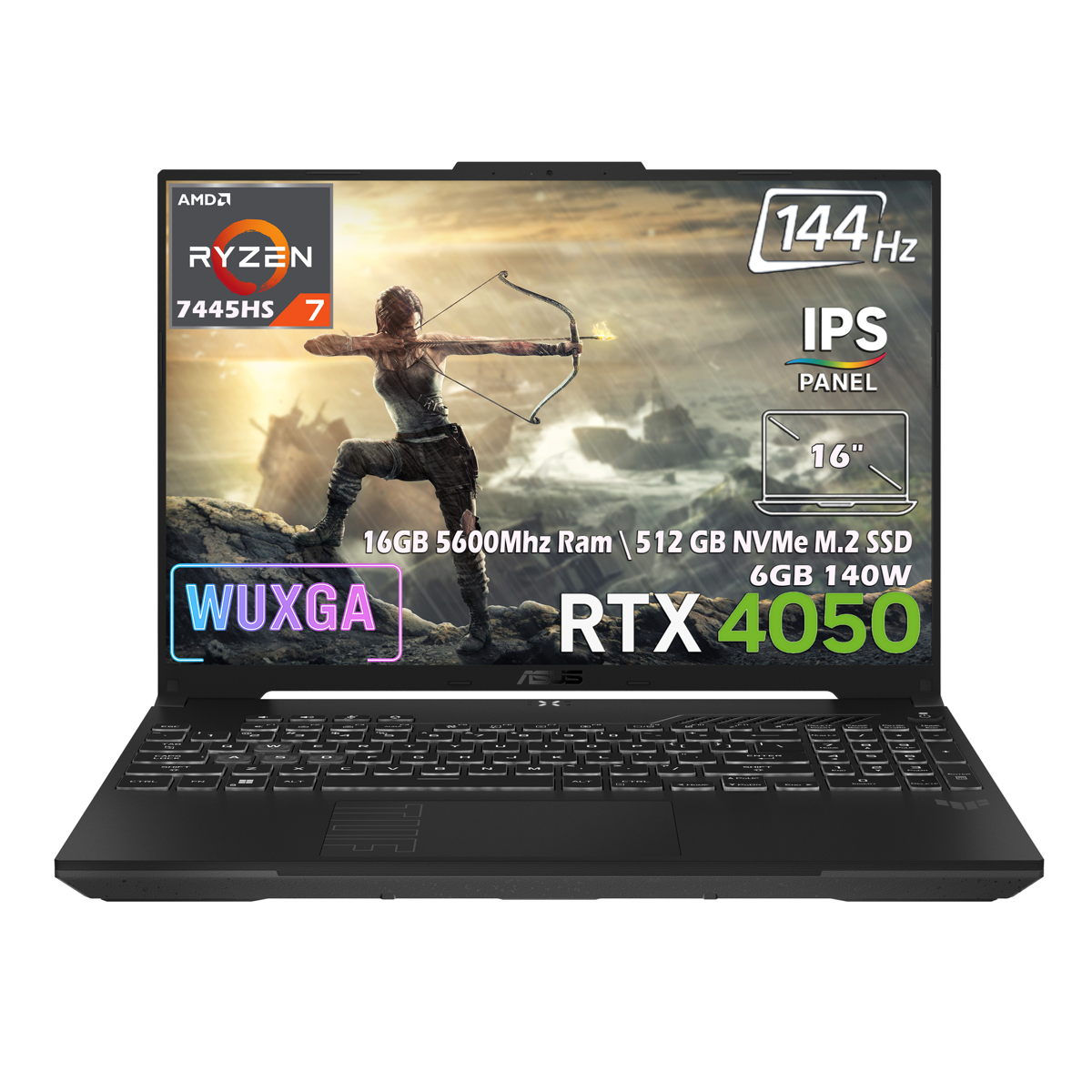 Asus TUF Gaming A16 FA607NUG-RL125-Gaming AMD Ryzen 7 7445HS 16GB 512GB SSD RTX 4050 6GB 16