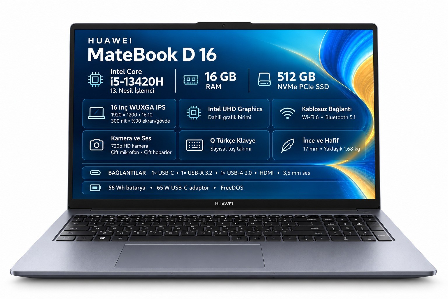Huawei MateBook D16 Intel Core i5 13420H 16GB 512GB SSD 16