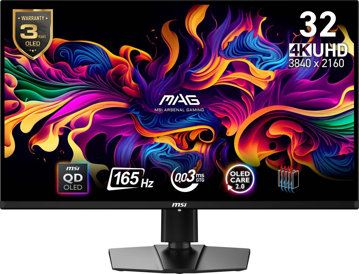 MSI 31.5 MAG 321UP QD-OLED 3840x2160 (UHD) 16:9 FLAT 1500R VA 165HZ 0.03MS FREESYNC PREMIUM GAMING MONITOR