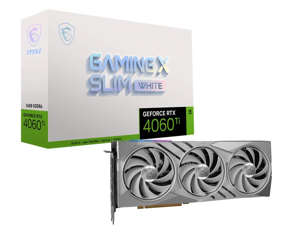 MSI VGA GEFORCE RTX 4060 TI GAMING X SLIM WHITE 16G RTX4060TI 16GB GDDR6 128B DX12 PCIE 4.0 X16 (3XDP 1XHDMI)