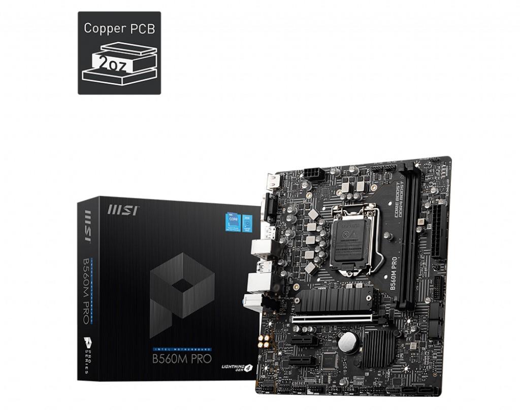 MSI B560M PRO SOKET 1200 DDR4 5200 (OC) PCI-E GEN 4 M.2 USB3.2 1X 2.5G LAN MATX