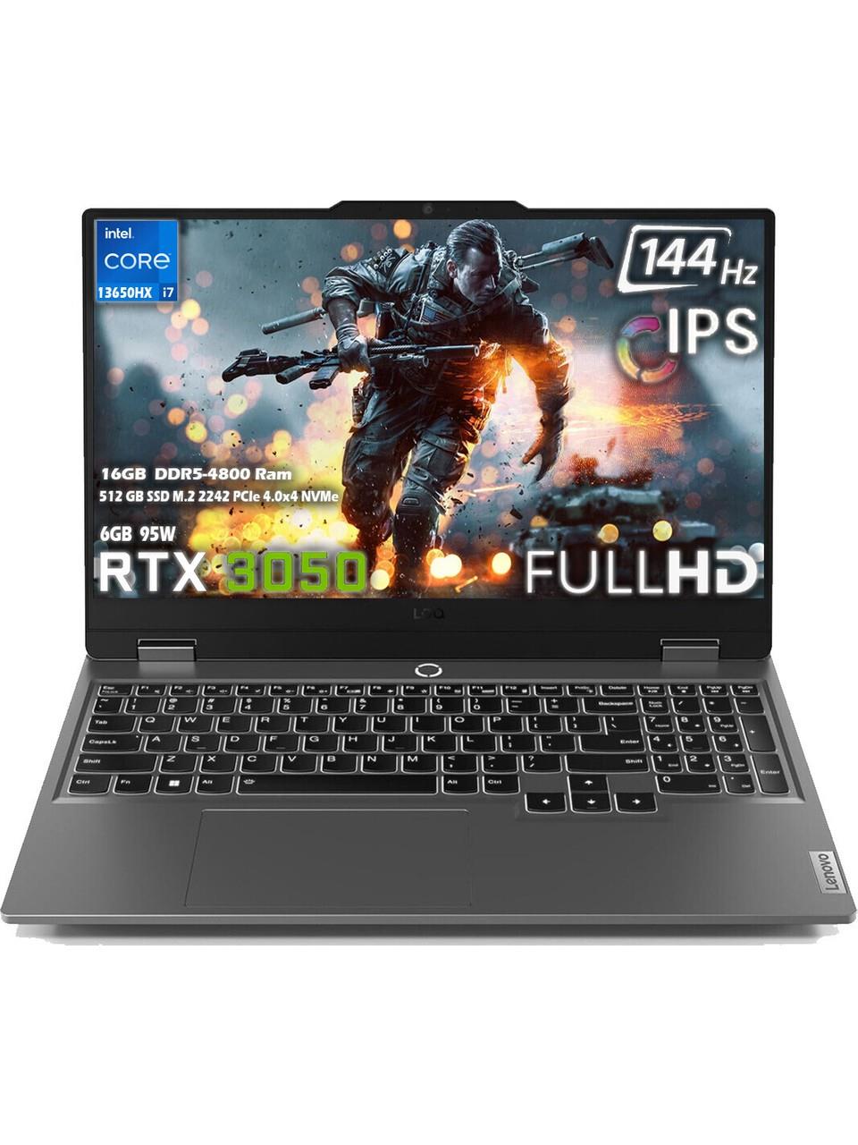 Lenovo LOQ 15IRX9 Intel Core i7 13650HX 16GB 512GB SSD RTX 3050 6GB (95W) 15.6