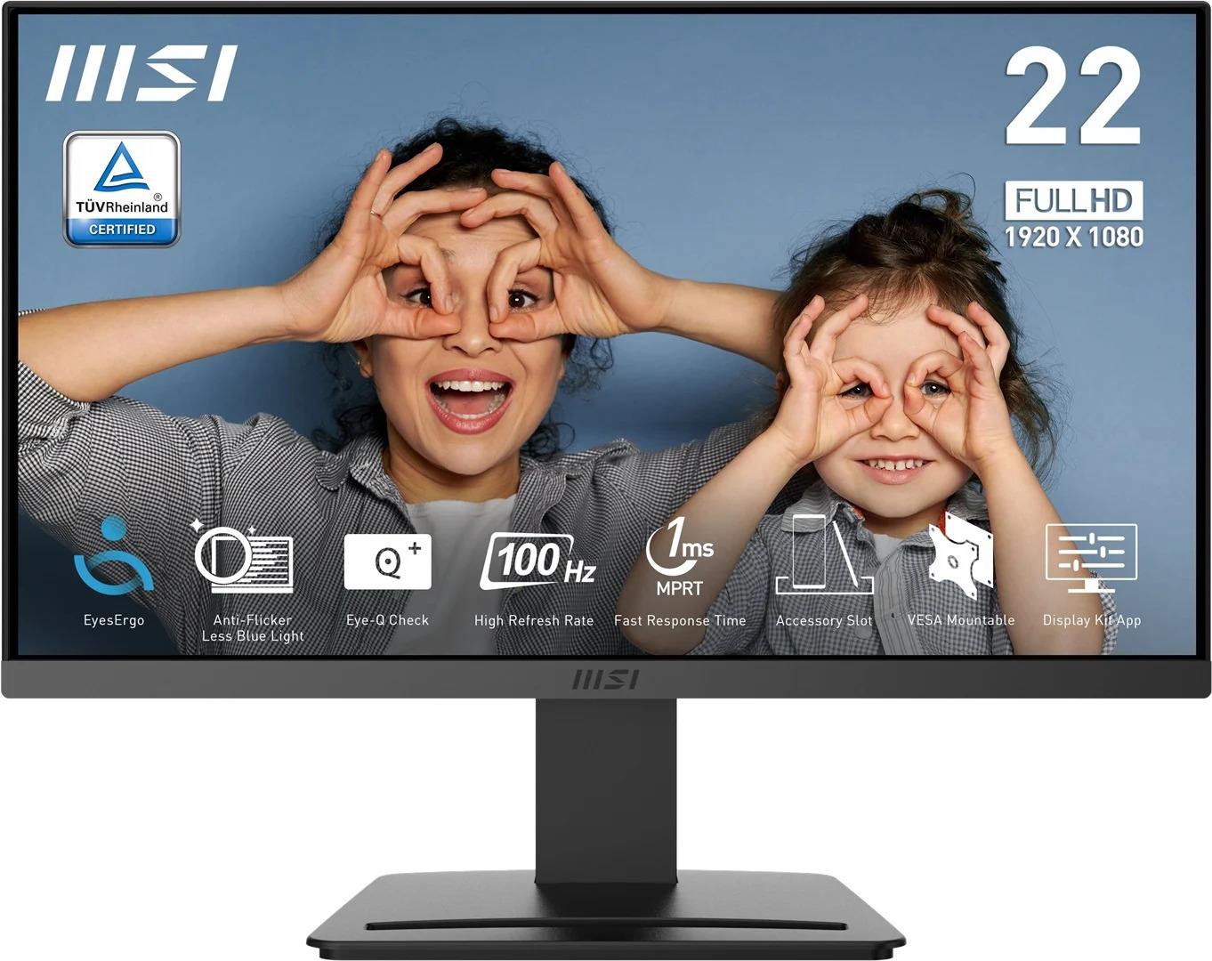 MSI 21.45 PRO MP223 E2 1920x1080 (FHD) 16:9 FLAT VA 100HZ 1MS ADAPTIVE-SYNC MONITOR