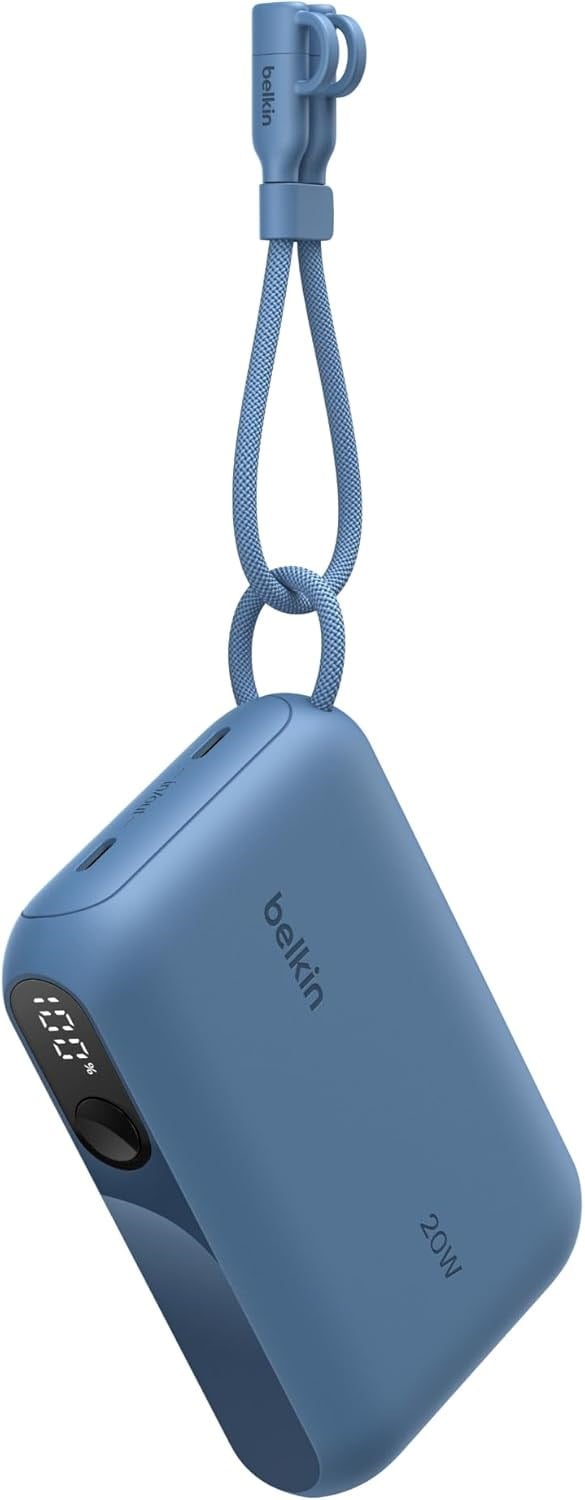 Belkin BoostCharge Dijital Ekranlı 10000 mAh 20W Hızlı Şarj Powerbank, Mavi