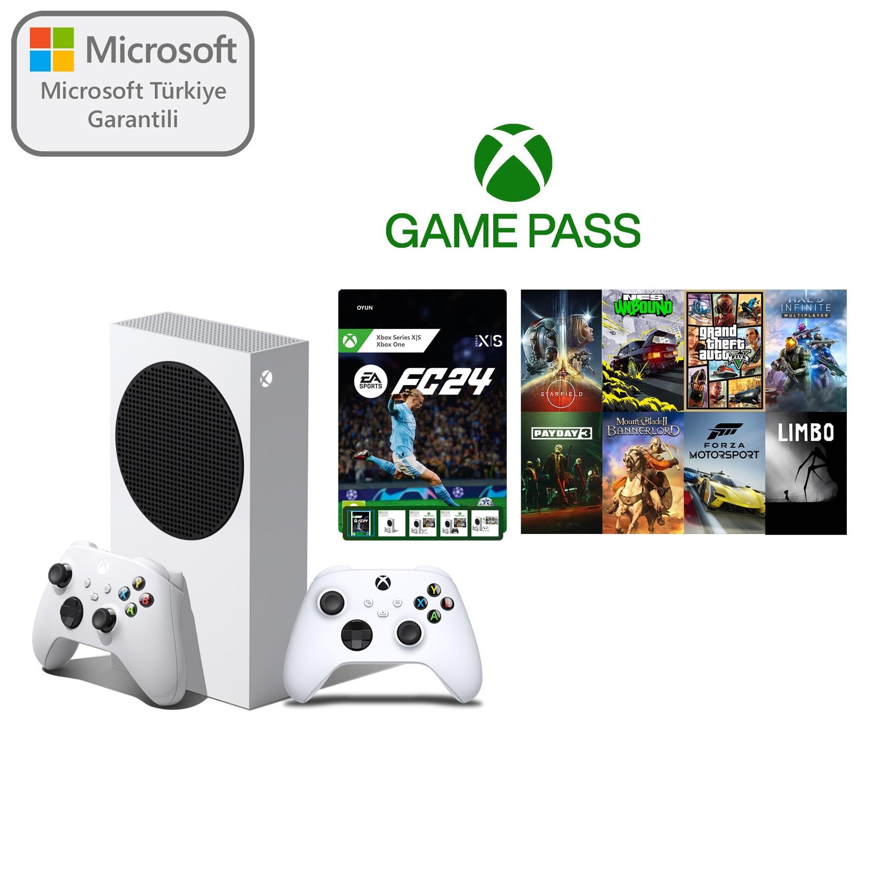 Microsoft XBOX Series S 512GB SSD Oyun Konsolu - EA FC24 + 1 Ad. Beyaz Kol + 1Y Ultimate GP Hediye