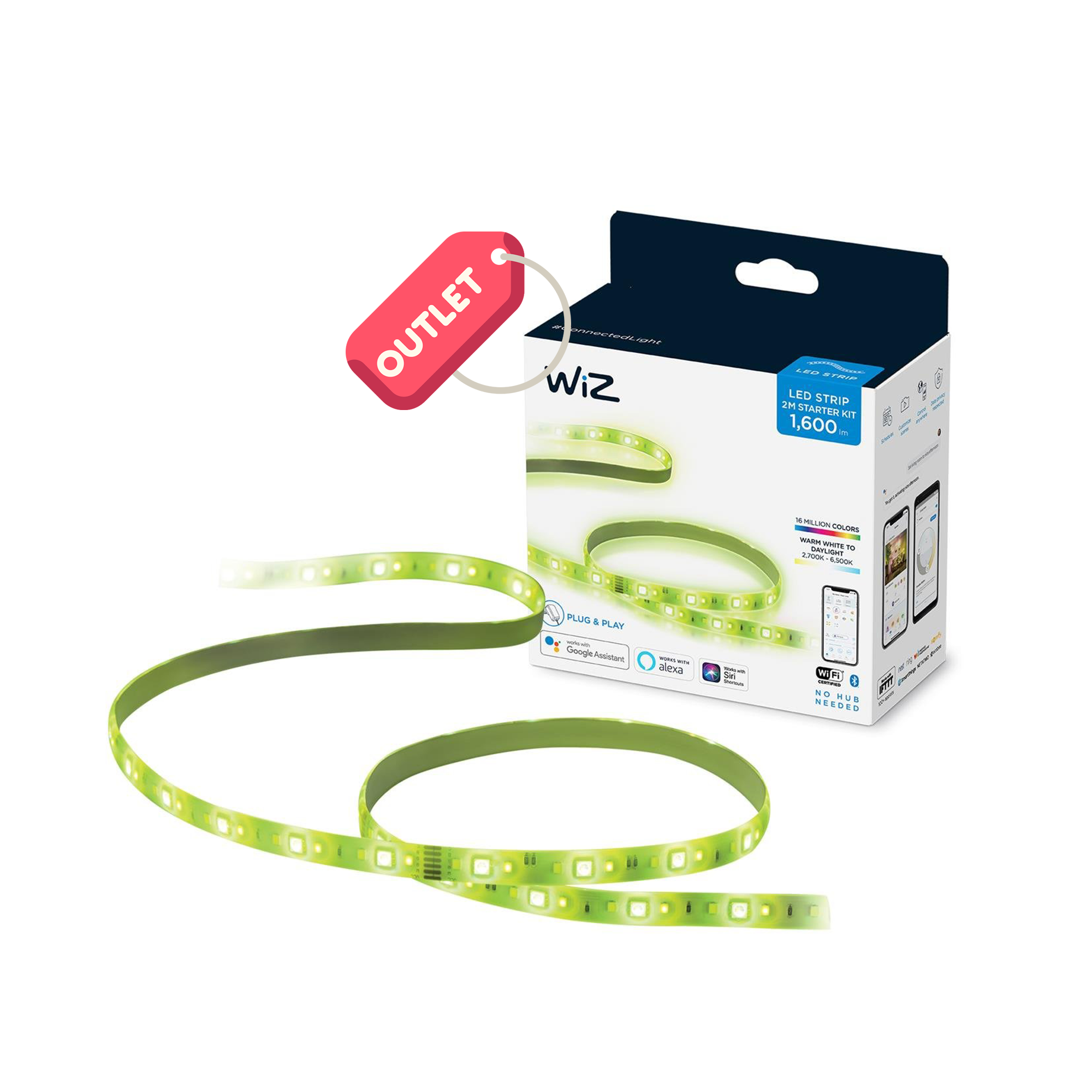 OUTLET WİZ Wi-Fi Akıllı LED Şerit 2Mt 1600lm - Adaptör Dahil