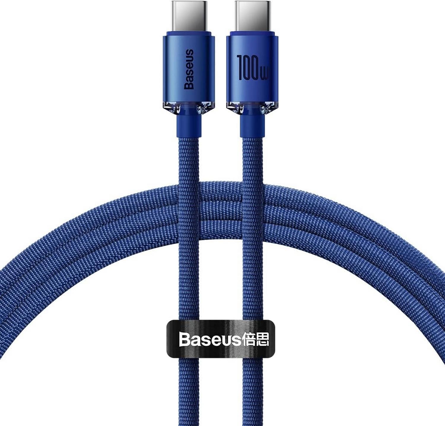 Baseus Crystal Shine 100W 120 cm PD Type-C Şarj Kablosu, Mavi