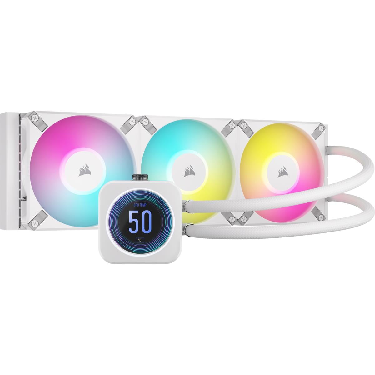 CORSAİR İCUE H150İ ELİTE LCD XT 360MM 3 X AF120 RGB FAN İCUE COMMANDER CORE KONTROLCÜ DAHİL SIVI İŞLEMCİ SOĞUTUCUSU BEYAZ (CW-9060077-WW)