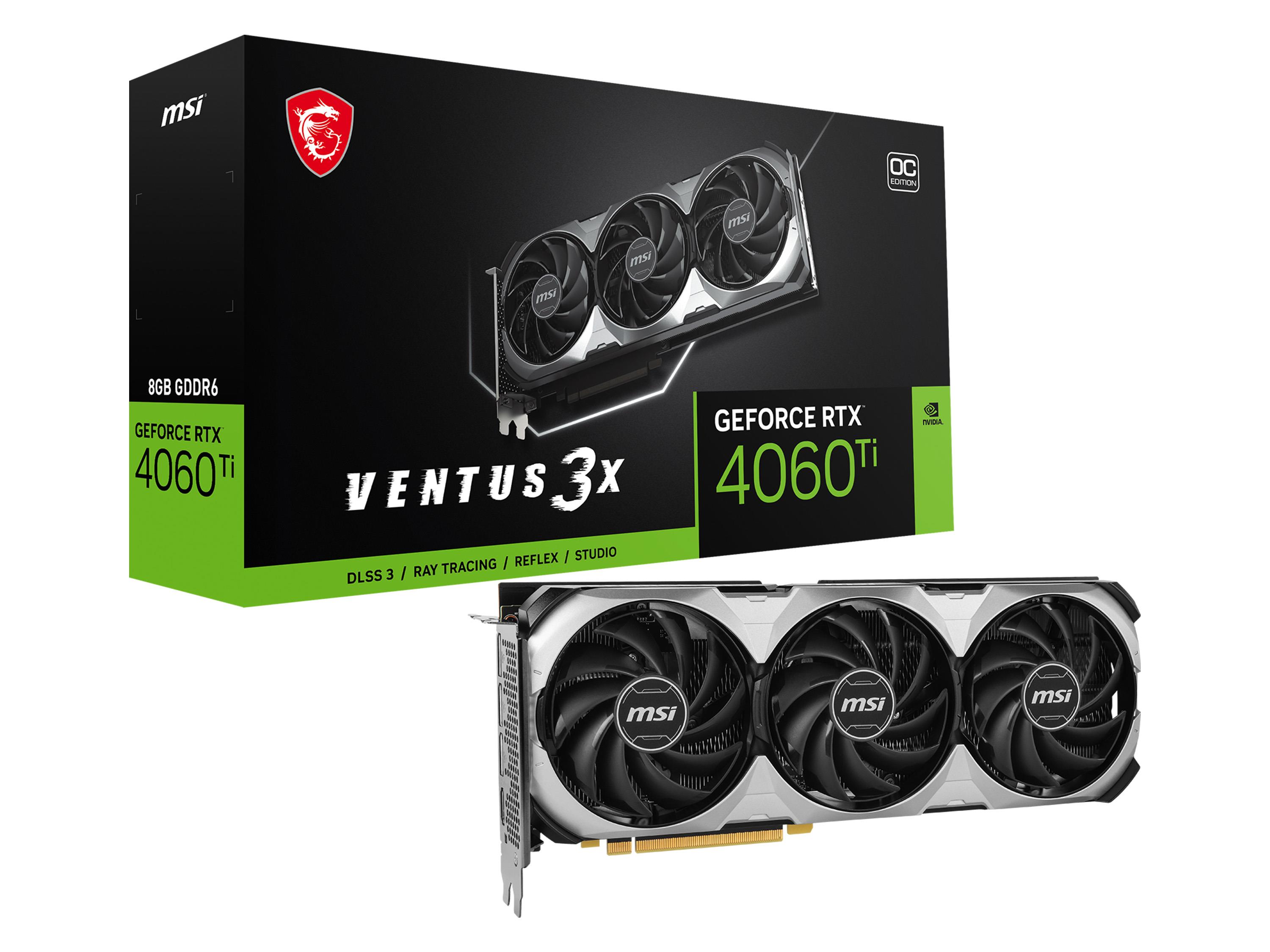 MSI VGA GEFORCE RTX 4060 TI VENTUS 3X 8G OC RTX4060TI 8GB GDDR6 128B DX12 PCIE 4.0 X16 (3XDP 1XHDMI)