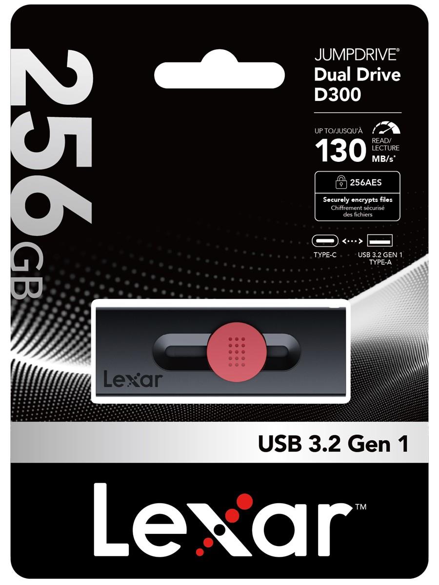 LEXAR 256GB LJDD300256G-BNBNG USB BELLEK DUAL TYPE-C AND TYPE-A USB 3.2 FLASH DRIVE UP TO 130MB/S READ