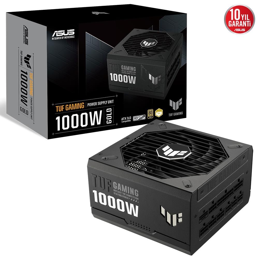 ASUS TUF GAMING-1000G 80+ GOLD 1000W MODÜLER ATX 3.0 UYUMLU 10 YIL GARANTİ - BEYAZ