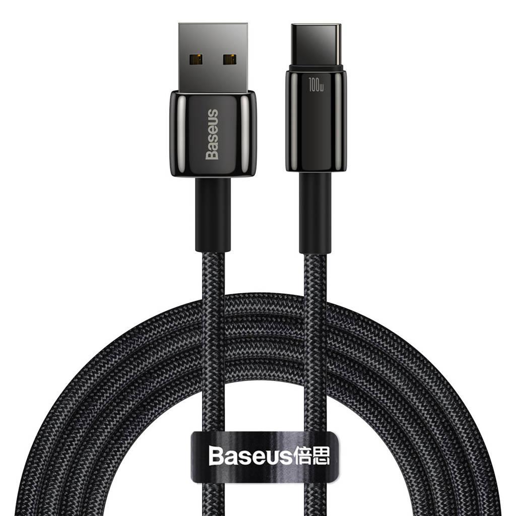 Baseus Tungsten Gold Hızlı Şarj Data Kablosu USB to Type-C 100W 2m Siyah