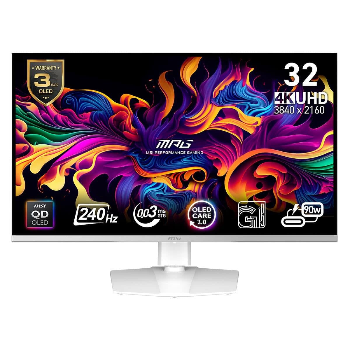 MSI 31.5 MPG 321URXW QD-OLED 3840x2160 (UHD) 16:9 FLAT QD-OLED 240HZ 0.03MS G-SYNC COMPATIBLE  BEYAZ MONITOR