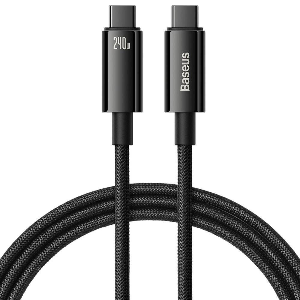 Baseus Tungsten Gold Hızlı Şarj Data Kablosu Type-C to Type-C 240W 3m Siyah