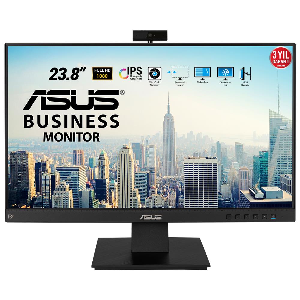 ASUS BE24EQK 23.8 IPS WEBCAM 1920x1080 5ms 300cd DP HDMI VGA Hoparlör VESA 3YIL ÇERÇEVESİZ,FLICKER-FREE,DUSUK MAVI ISIK MONITÖR