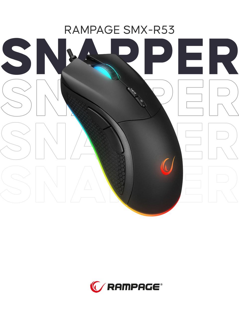 Rampage SMX-R53 SNAPPER Usb Siyah 7200 dpi RGB Aydınlatmalı Gaming Oyuncu Mouse