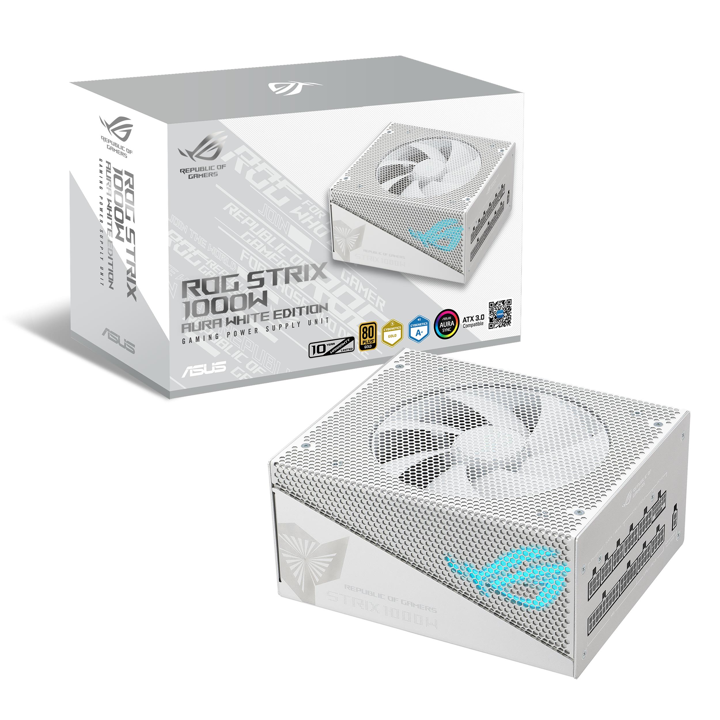ASUS ROG-STRIX-1000G-AURA-WHITE-GAMING MODÜLER 80+ GOLD SERTİFİKA ATX 3.0 UYUMLU PCI-E 5.0 10 YIL GARANTİ