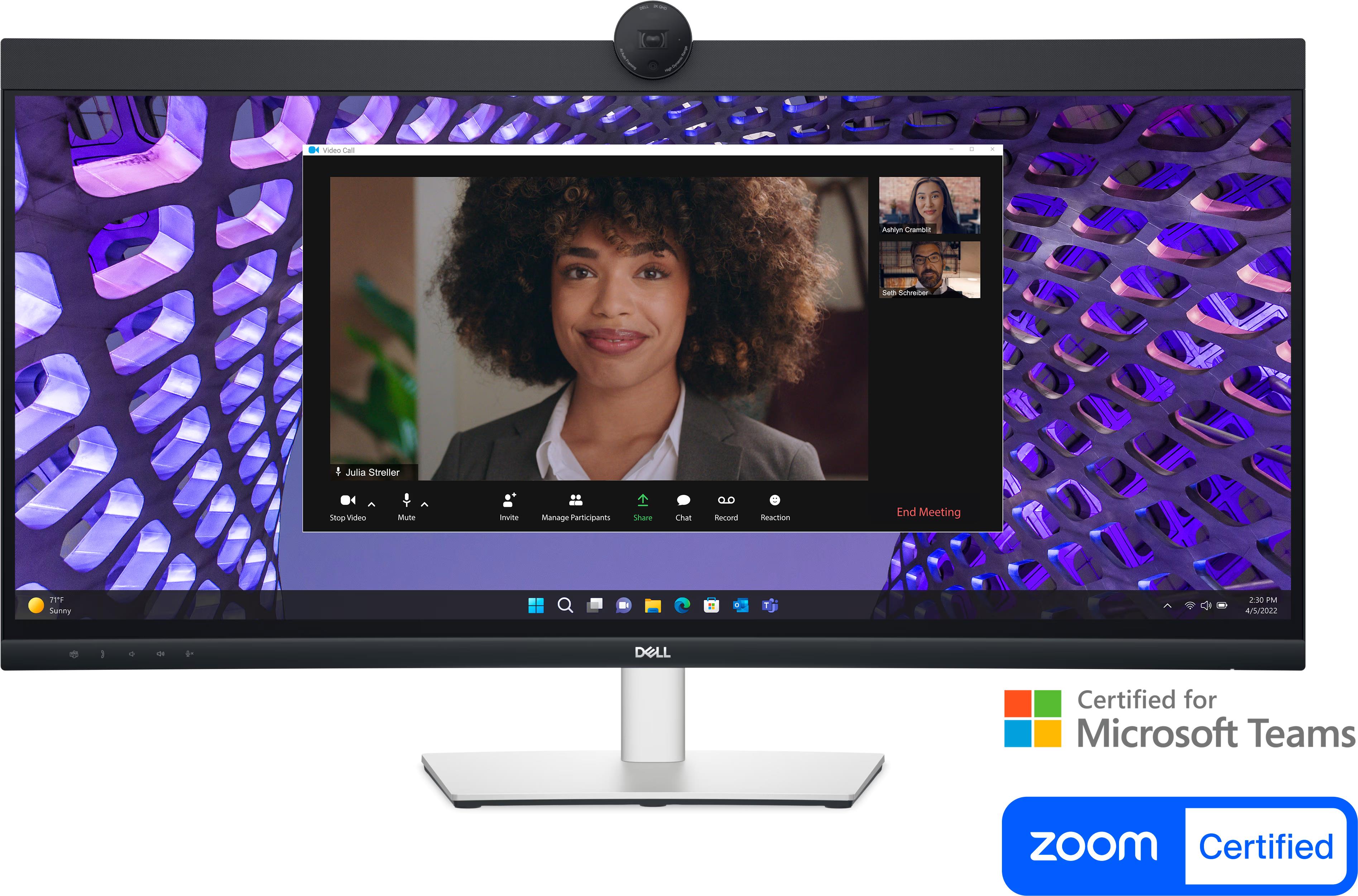 34 DELL P3424WEB CURVED 3900R IPS 8MS 60HZ 3440 x 1440 VESA 1x DP 1x HDMI VIDEO CONFERENCING MONITOR