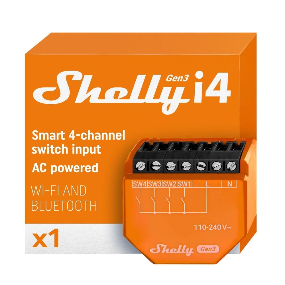 Shelly i4 Gen3 Akıllı 4 Kanallı Sahne Kontrol Rölesi