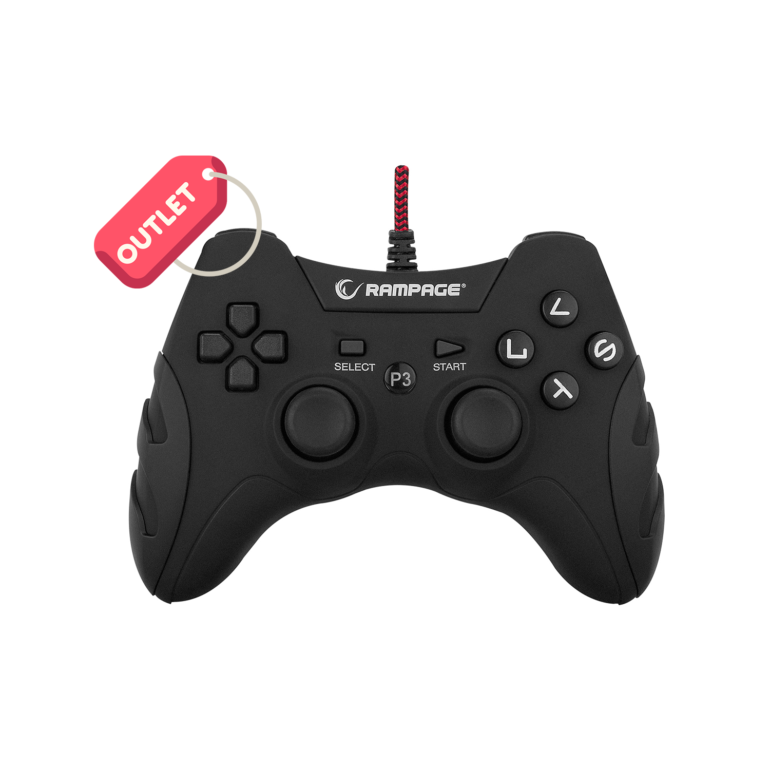 OUTLET Rampage SG-R218 PS3/PC X INPUT Siyah USB 1.8m Joypad