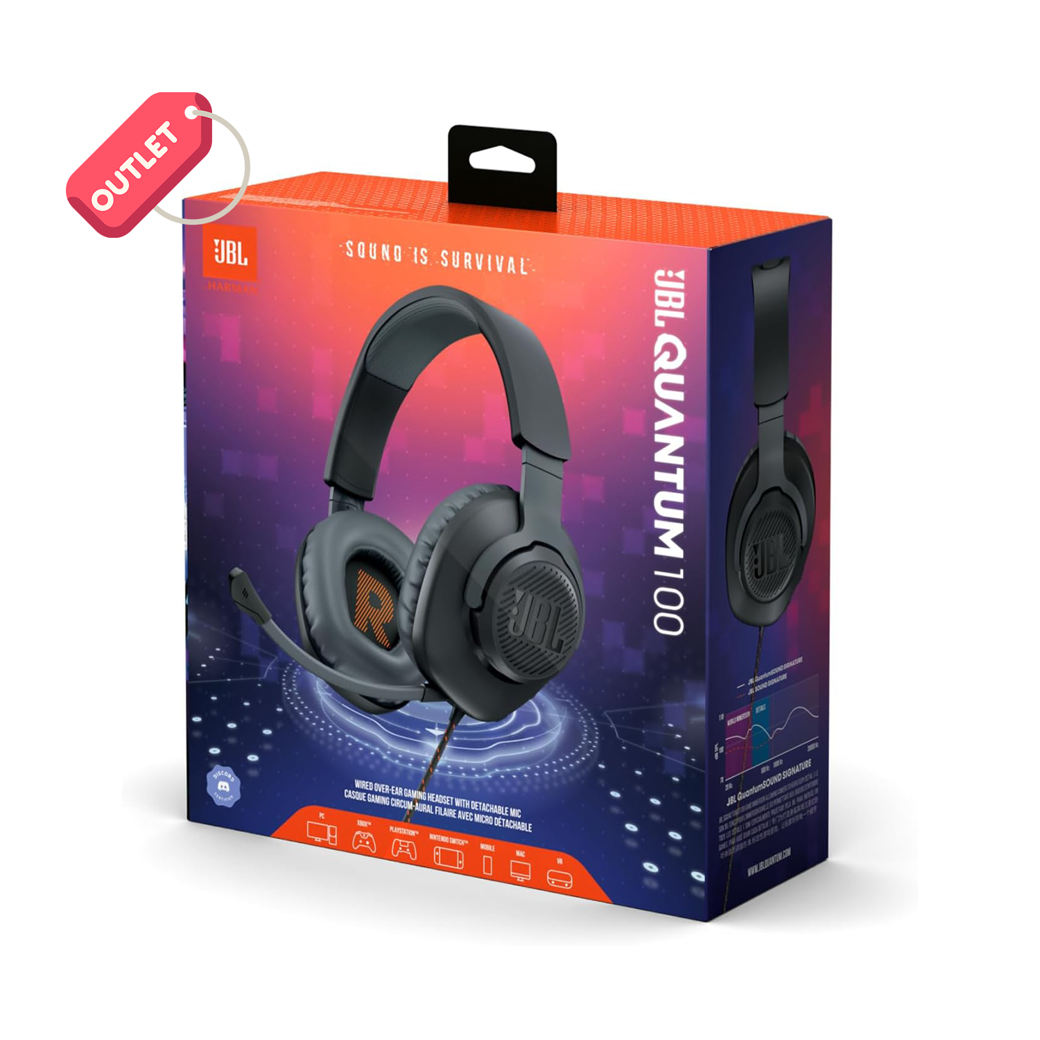 OUTLET JBL Quantum 100 Gaming Kablolu Kulaklık - Siyah