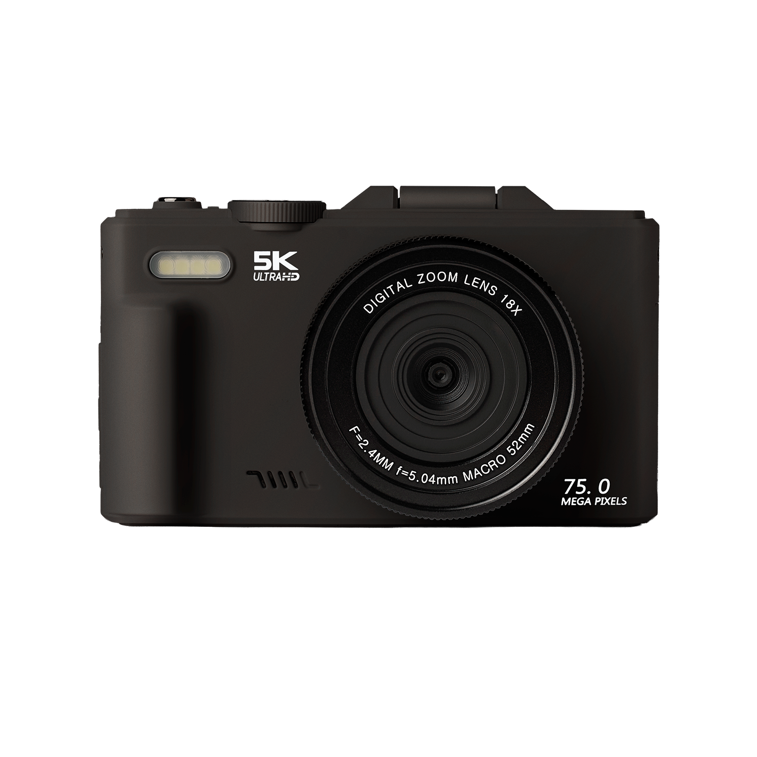Acton Flip Kamera 5K Dijital Fotoğraf Makinesi 8X Zoom 75MP Flaşlı Vlog Kamera - Siyah
