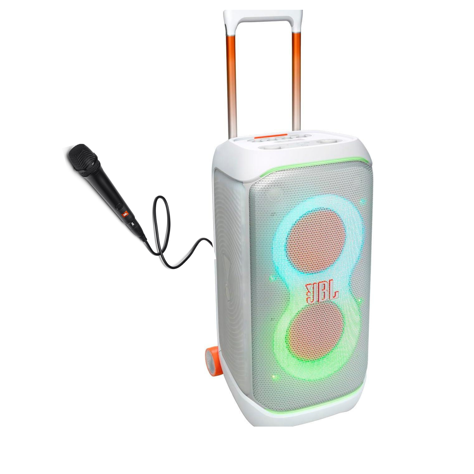 JBL Partybox Stage320 Beyaz Bluetooth Hoparlör ve Partybox Mikrofon 