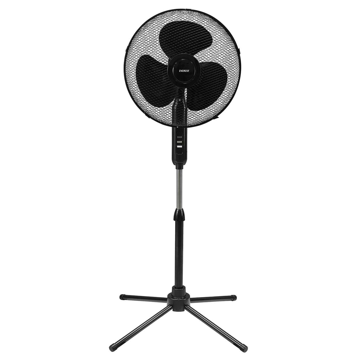 Everest FAN10 Ecowind Siyah 16 Maks 45W 3 Kademe 1100RPM Metal Yıldız Ayak 3 Bıçaklı Vantilatör/ Pervanesi, Ev Tipi Vantilatör