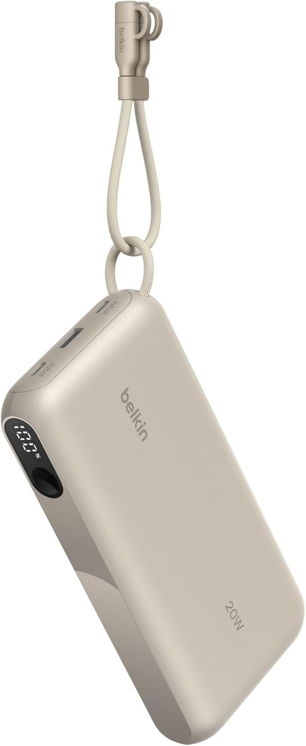 Belkin Boostcharge Power Bank 20000 Mah  Display, PD 20W  USB-C Kablolu, Kum Rengi