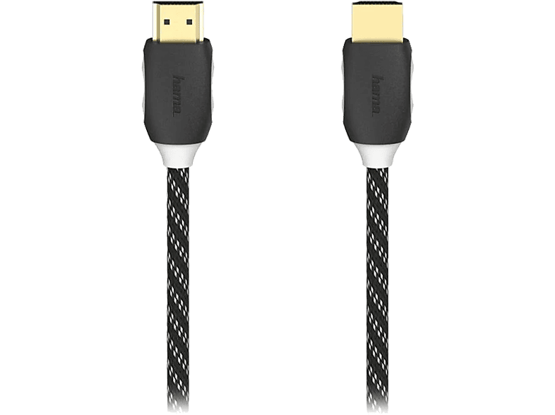 HAMA HM.205444 HS Ethernet Altın Uç Örgü Kablo 1.5m HDMI Kablo Siyah