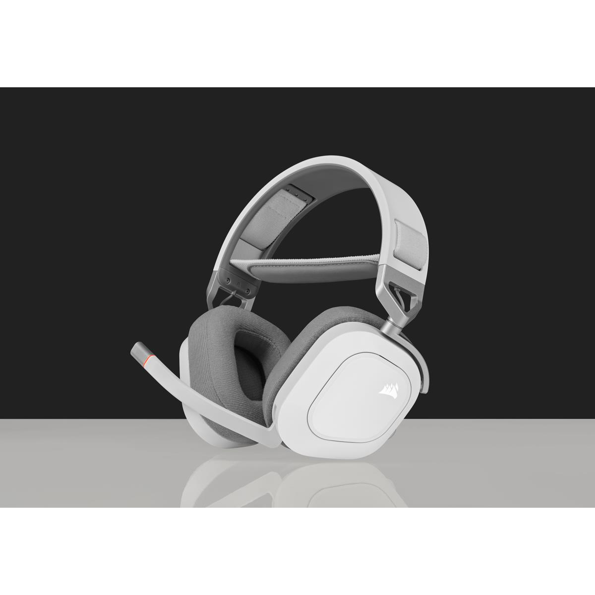 CORSAİR HS80 RGB KABLOSUZ OYUNCU KULAKLIĞI DOLBY ATMOS UZAMSAL SES SLİPSTREAM TEKNOLOJİSİ DİNAMİK RGB AYDINLATMA DİSCORD SERTİFİKALI PC/MAC/PS5 VS PS4 UYUMLU BEYAZ (CA-9011236-EU)