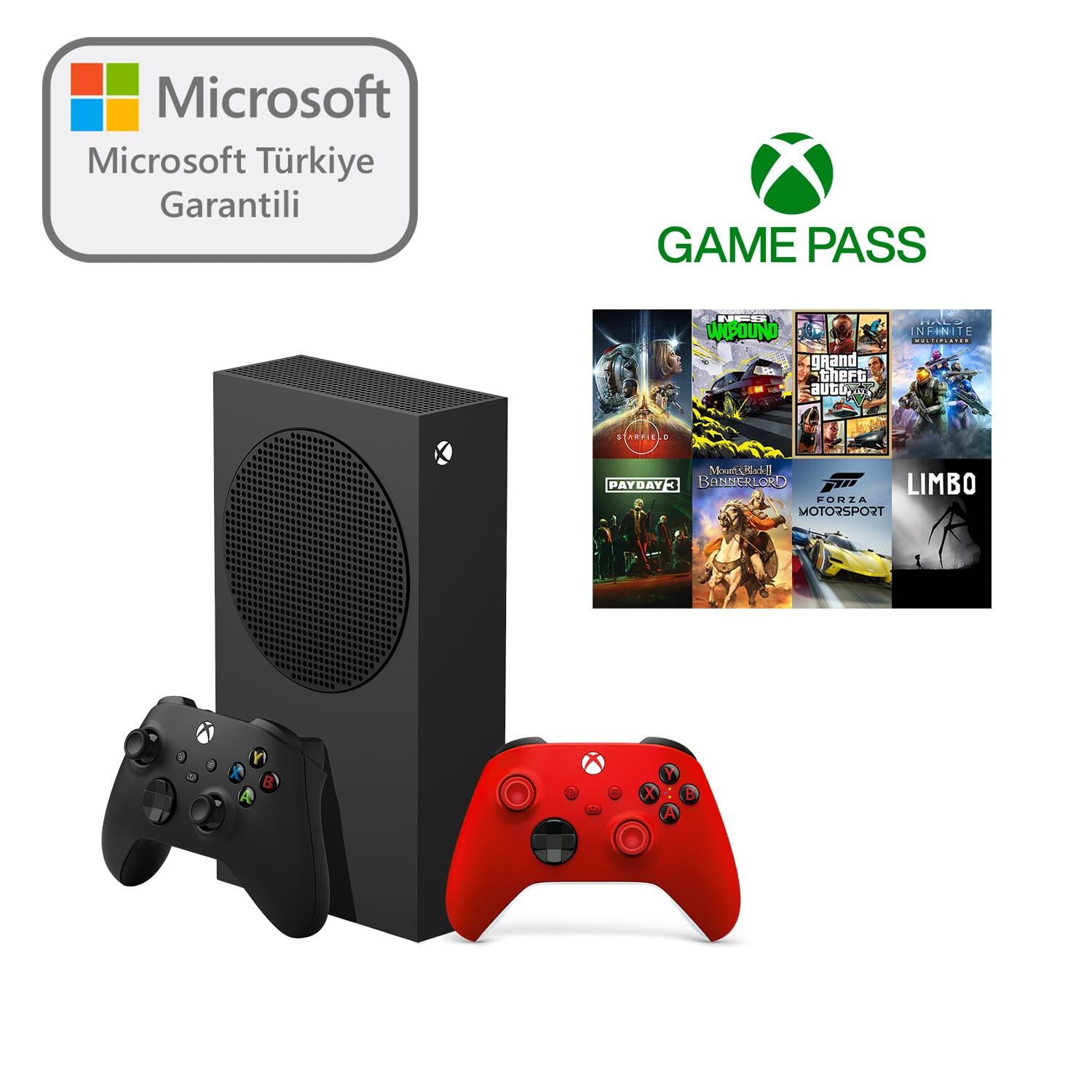 Microsoft XXU-00010 Xbox Series S 1TB SSD Oyun Konsolu Siyah + 1 Kol Kırmızı + 1 Yıl Gamepass ( Microsoft Türkiye Garantili )