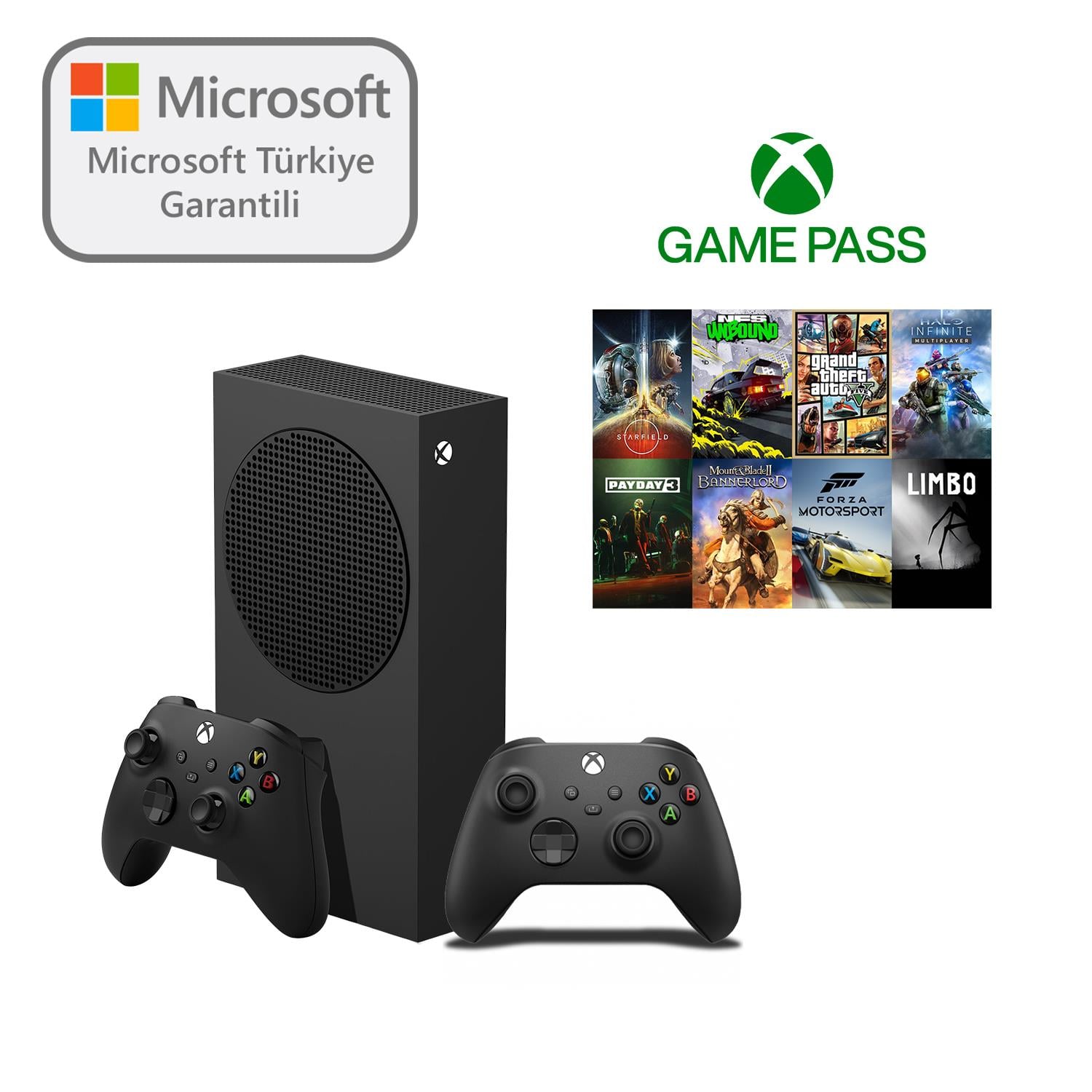 Microsoft XXU-00010 Xbox Series S 1TB SSD Oyun Konsolu Siyah + 1 Kol Siyah + 1 Yıl Gamepass ( Microsoft Türkiye Garantili )