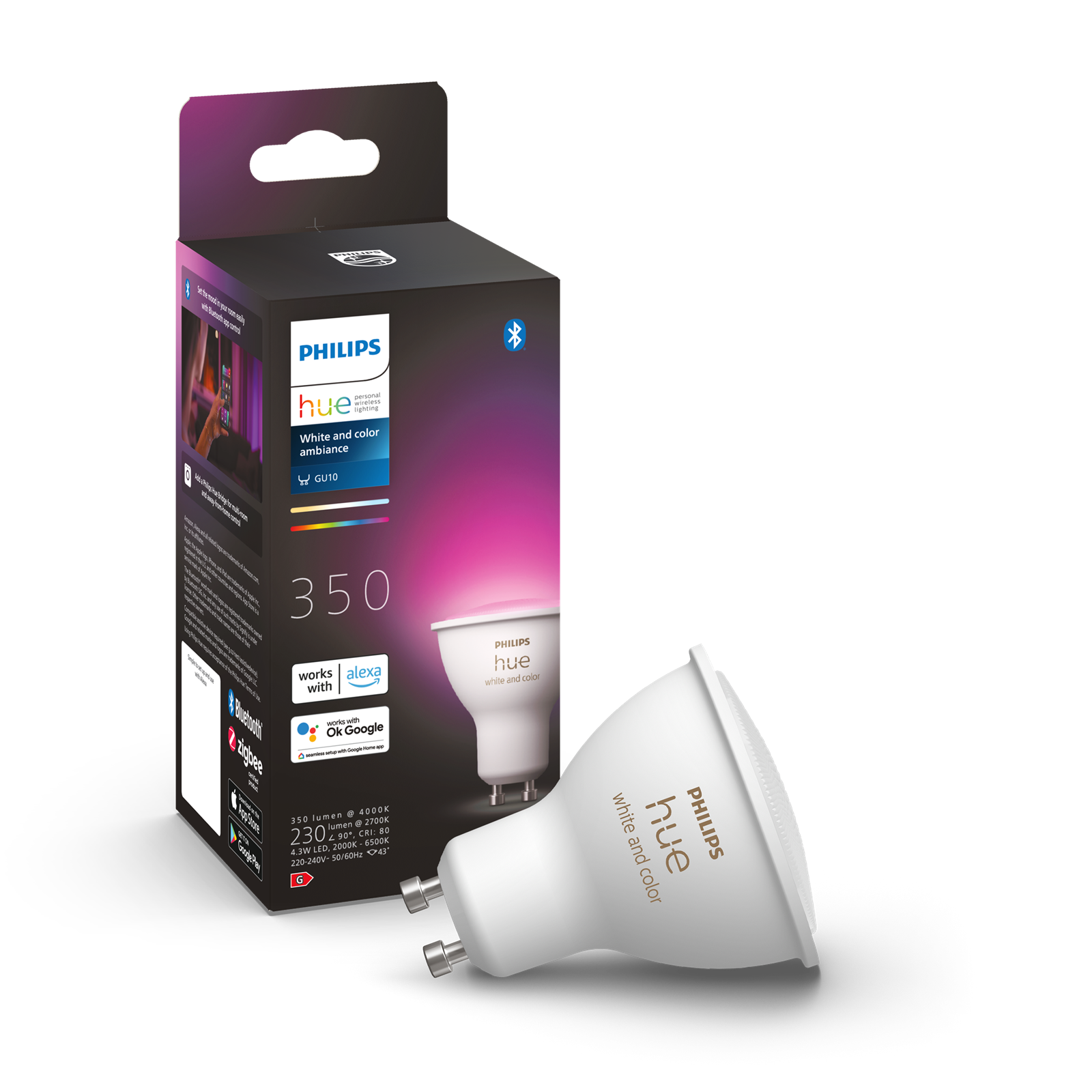 Philips 4.3w Renkli Akıllı Ampul Gu10 Spot Ampul Bluetooth Özellikli