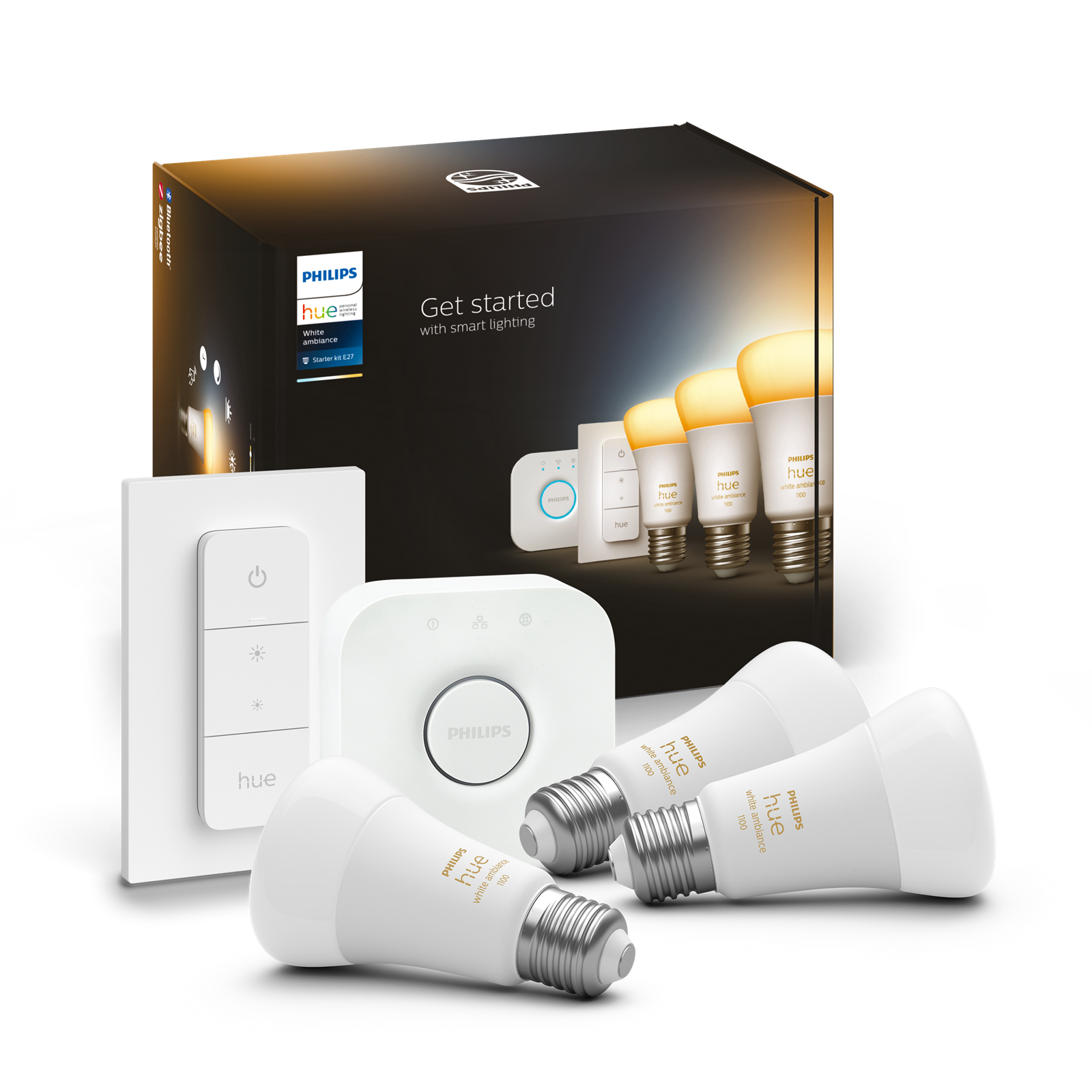 Philips Hue WA 8-75 W Beyaz Ambiyans Akıllı Led Ampul Başlangıç Seti, 3'lü, Kumandalı E27 Bluetooth Özellikli