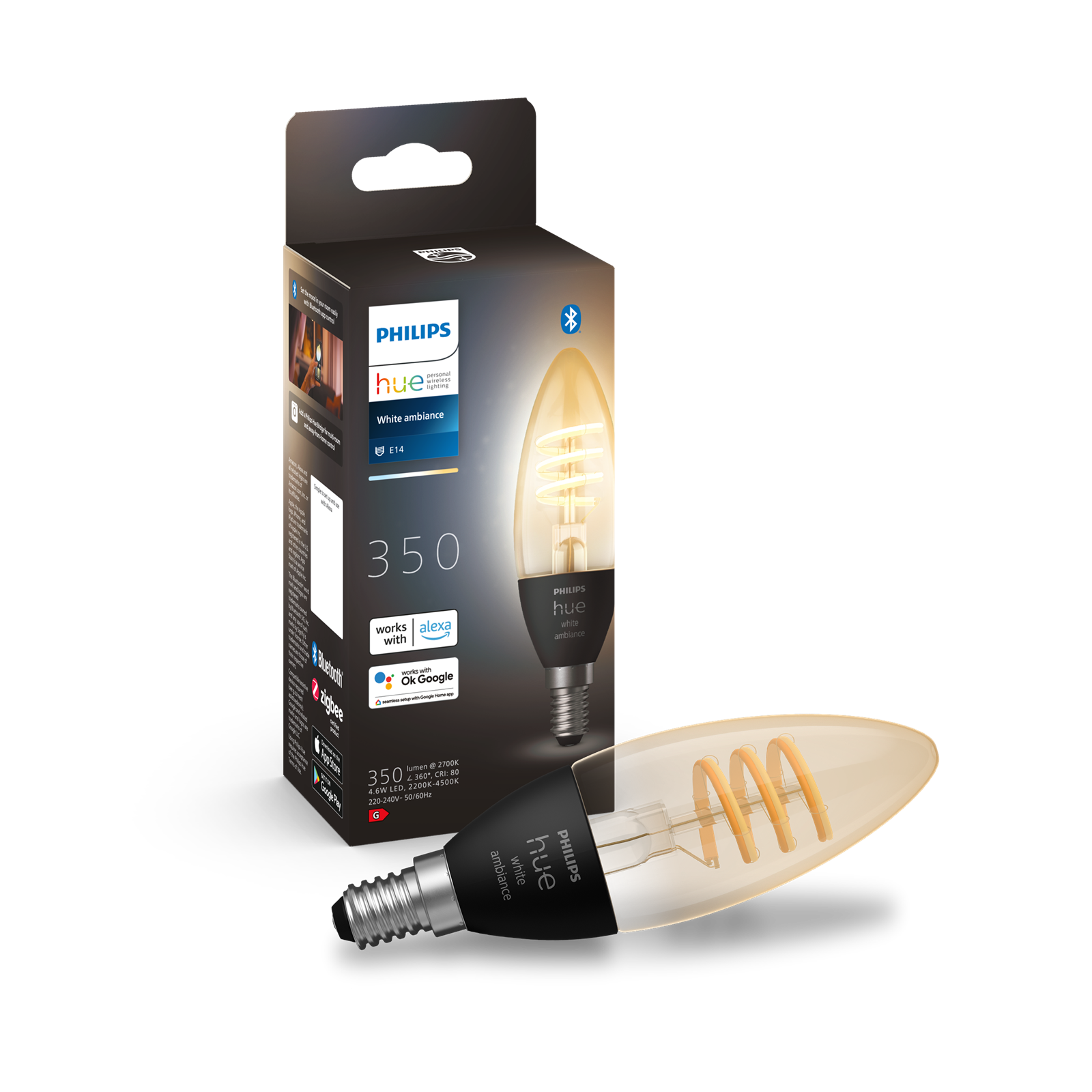 Philips Hue White Ambiance Filament Akıllı E14 Led Ampul, Kısılabilir, 350 lm